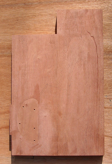 Mahogany core of a custom bass body blank
