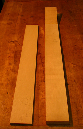 Rock maple neck and fretboard blanks for a custom bass