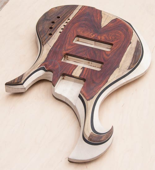 Xylem custom bass body, cocbolo/maple/ebony