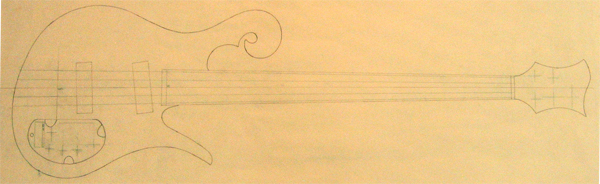 A Xylem 5 string bass guitar design template