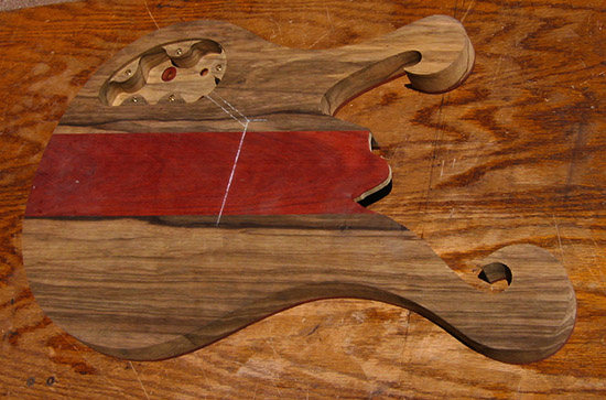 Custom bass body with two scrolls