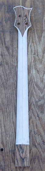 Carved short scale bass neck with bocote accents
