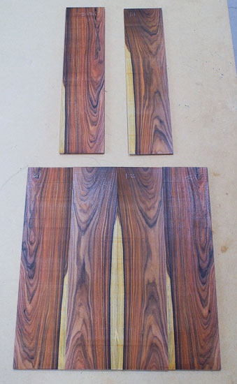 Three bookmatched sets of Bolivian rosewood