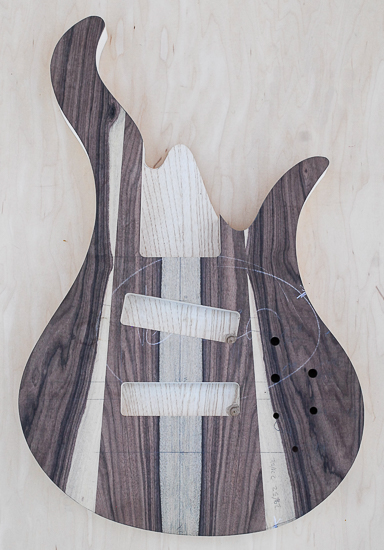 6-string bass body with Bolivian rosewood top