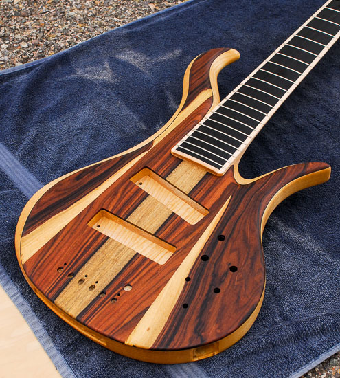 Xylem bass build w/ Bolivian rosewood tops, ebony fretboard