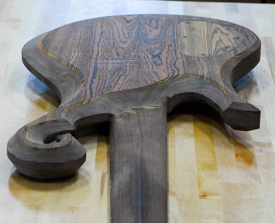 Hook scroll on a Xylem custom bass build