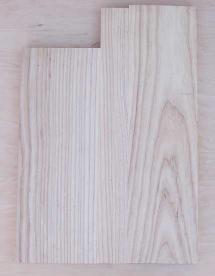 Ash bass guitar body blank, back