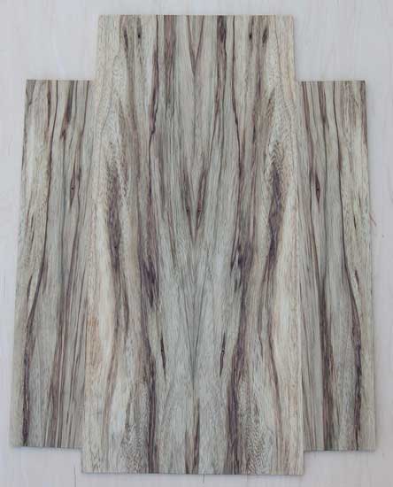 Black limba topwood for a custom bass, bookmatched, back