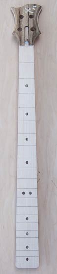 Maple custom bass neck with limba dot inlays
