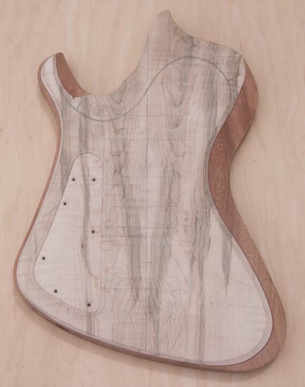 Custom bass body with contoured body bevel