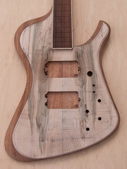 Custom bass with Thunderbird-style body, dual humbuckers