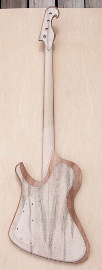 Electric bass guitar with Thunderbird-style shape