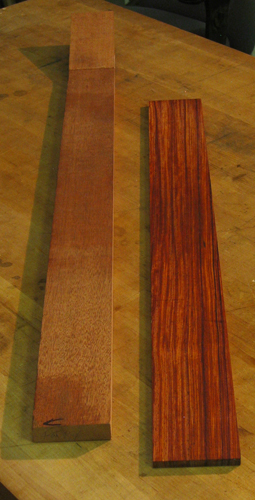 Honduras mahogany bass neck and cocobolo fretboard