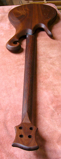 4 string bass with black walnut body, after oil finish