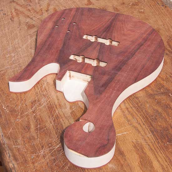 Bloodwood custom bass with exotic scroll