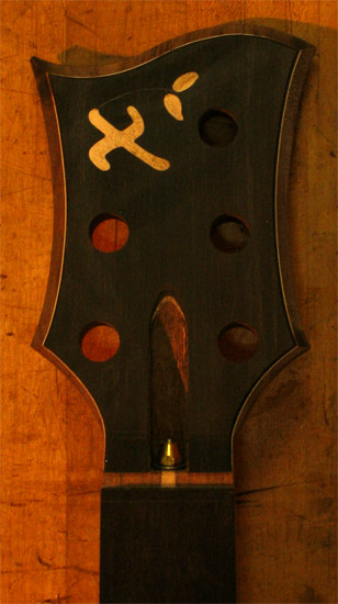 Xylem logo and ebony veneer on a Xylem headstock