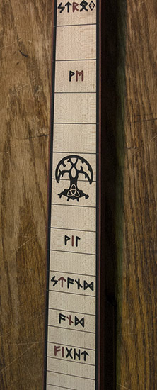 Maple fretboard with inlays of Nordic Runes and Yggdrasil
