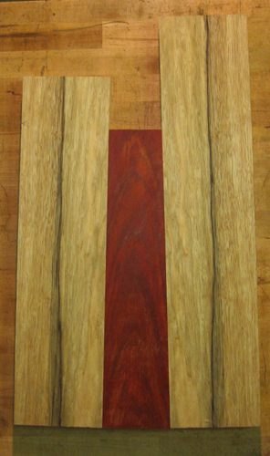 6 string bass body with a bloodwood stripe