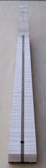 Custom bass neck with ebony fretboard, 35 inch scale