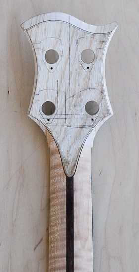 Xylem custom bass neck made of flamed maple and swamp ash