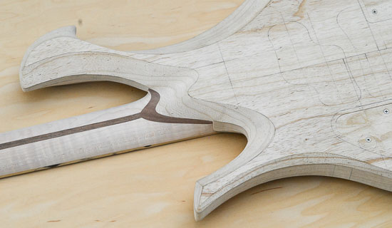 Swamp ash custom bass build w/ Preuvian walnut neck shim