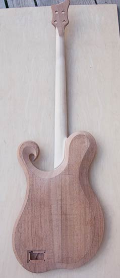 Mahogany custom bass, exotic shape and horns