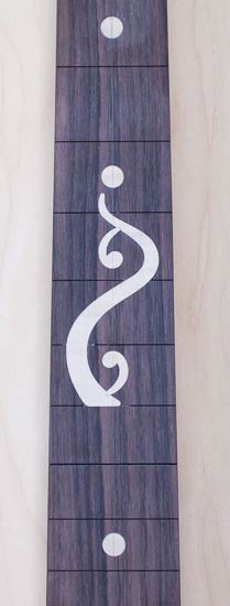 Custom inlay of a vine in a bass neck