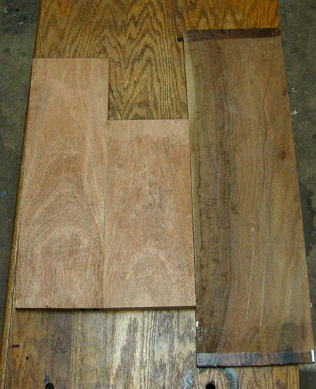 Mahogany body and top blanks for a fretless single-cut bass