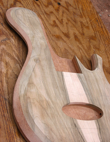 5 string custom bass body, carved arm bevel