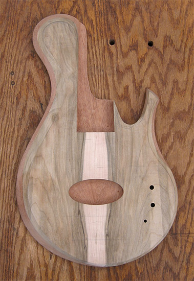 5 string custom bass body with Delano Xtender route, carved