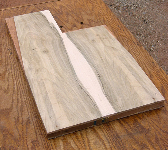 Spalted maple top on a 5-string bass body