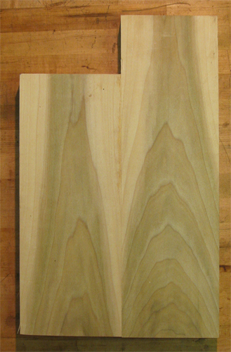 Back of a poplar custom bass body