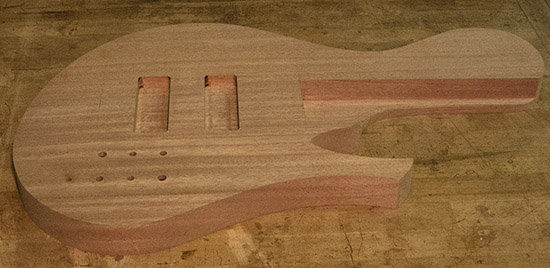 Sub-contra bass body routed for EMG 45CS pickups