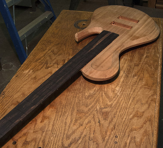 Sub-contra bass with ebony fretboard, mahogany body