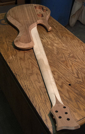 5 string single-cut bass guitar with carved heel