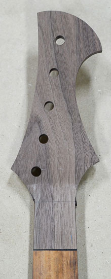 Reverse-inline headstock of a 5-string piccolo bass