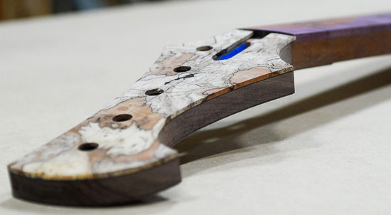 Xylem style reverse-inline headstock on a custom bass neck
