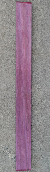 Purpleheart fretboard blank for a custom bass build