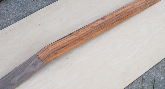 Figured tigerwood neck blank for a piccolo bass