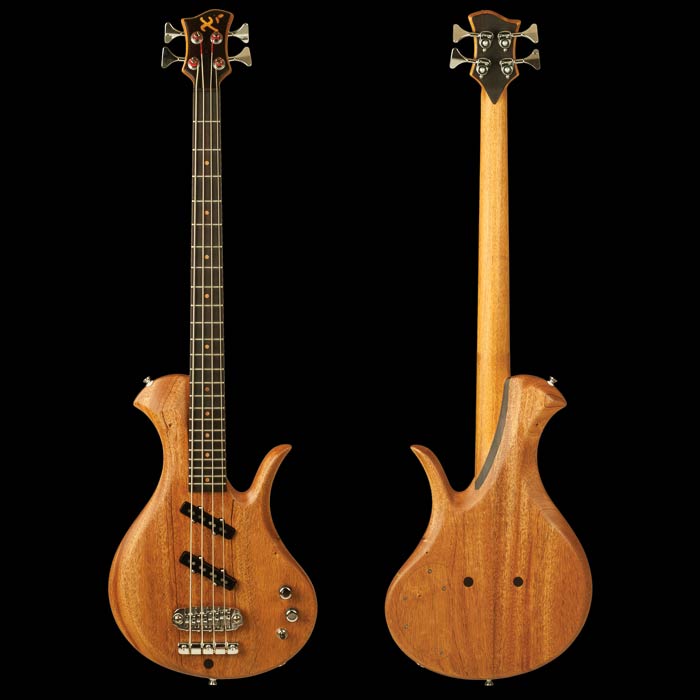 Mahogany single cutaway custom bass, short scale
