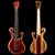 6 string custom bass with blood wood top and double scrolls