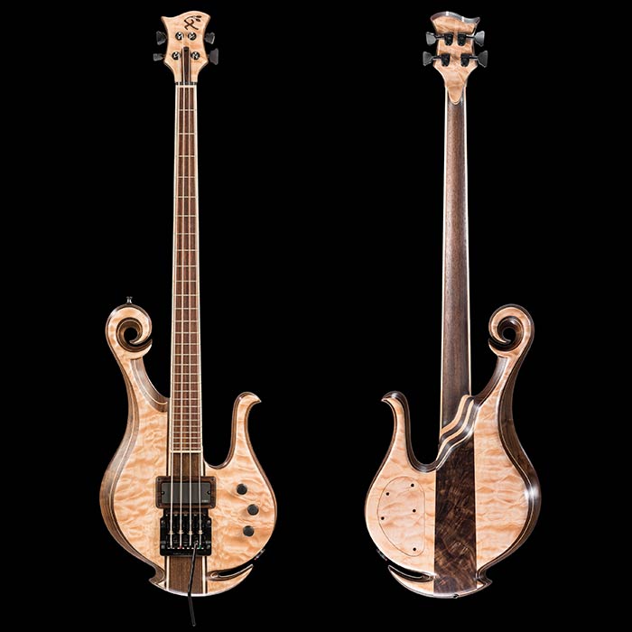 Custom bass with Kahler tremolo, quilted maple top