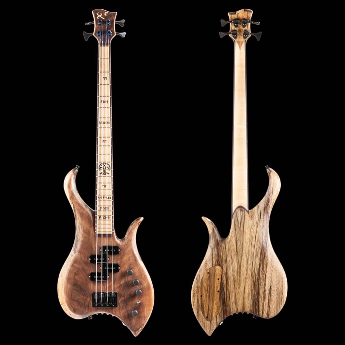 Custom bass guitar with dual P-Bass pickups