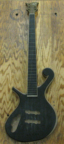 The front of the custom bass after the neck and body have been glued together