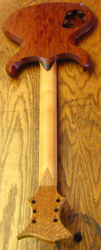 Full view of the custom guitar's rear shortly after it was oiled