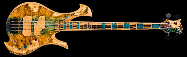 Custom bass with stabilized burl top, Mike Pope preamp