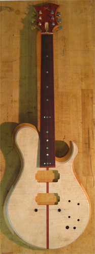 Xylem 6 string custom guitar with mahogany core and maple top