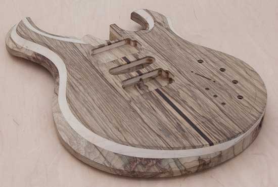 Limba custom guitar body after carving