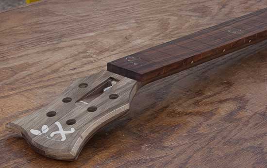Custom guitar neck with cocobolo fretboard