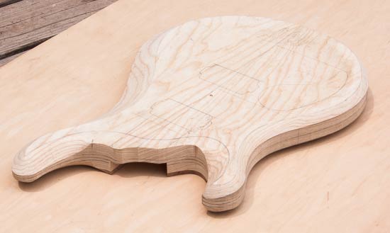 Double-cutaway custom guitar body